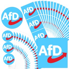 Alethron AFD Sticker, 120 Stück AFD Aufkleber, Rund 4.5cm AFD Logo ＆ Quadrat 7.5cm AFD Logo Neuwahlen AFD Fanartikel Gute Viskosität AFD Fahne für Auto Fenster Motorrad Laptop