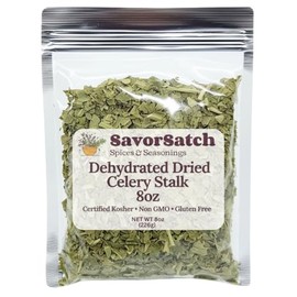 SavorSatch Dehydrated Dried Celery Flakes, Crosscut – 8oz Resealable Pouch | Dried Vegetables for Cooking, Soups, Stews, Camping, Emergency Supply | Certified Kosher