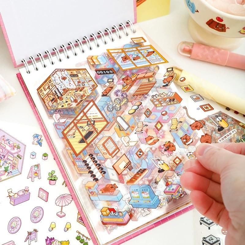 20 Sets DIY 3D Sticker Scene,Make Your Own House Miniature