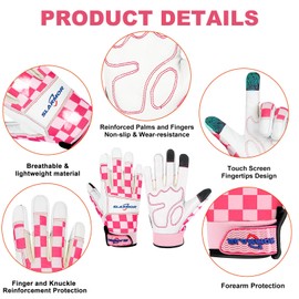 SLARMOR Women's Garden Gloves, Thorn Resistant Cowhide Leather Work Gloves for Roses and Garden, Breathable Safety Gloves with Touchscreen Function (S)