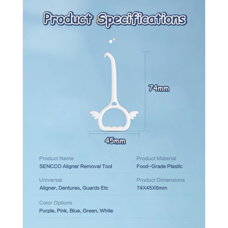 SENCCO Clear Aligner Removal Tool, Cute Retainer Remover Tool Compatible
