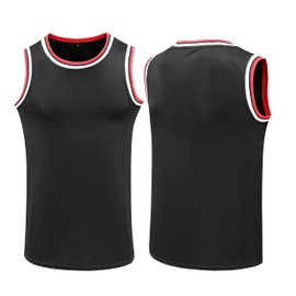 YWIES Plain Basketball Jersey, Blank Team Uniform, Hip Hop Hipster Short Sleeveless Active Shirts Black-red