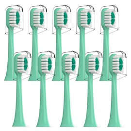 Cabezales De Repuesto Compatibles Con El Cepillo De Dientes Eléctrico Aquasonic Icon (Paquete De 10), Color Menta