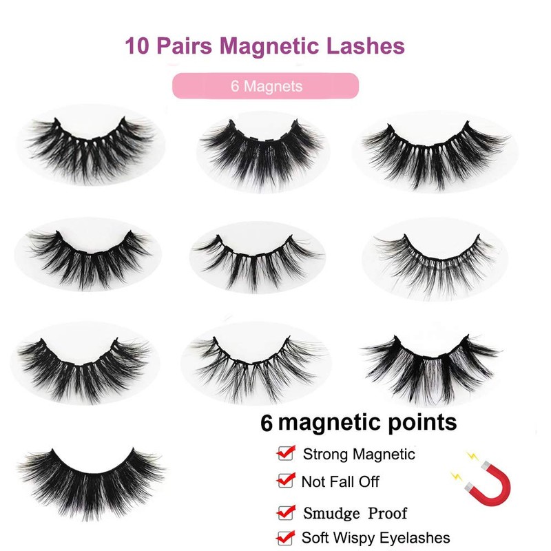 DAODER Magnetic Eyelashes with 4 Tubes Eyeliner Kit Long Magnetic