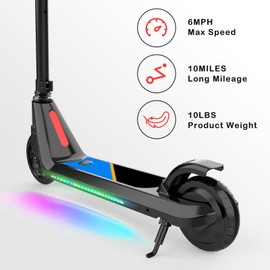 LINGTENG Electric Scooter for Kids Age of 6-10, Kick-Start Boost Scooter with Adjustable Speed and Height, Flash Wheel & Deck Lights