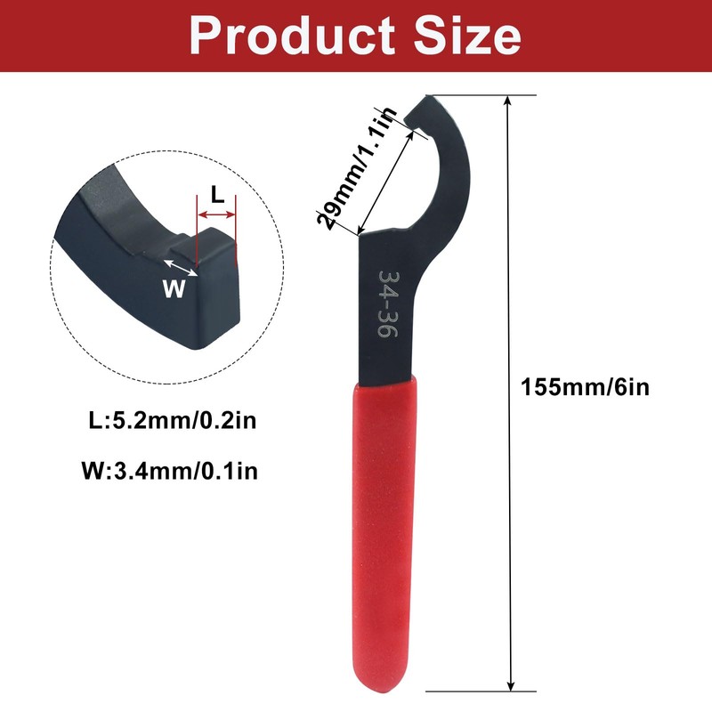 Aracombie C Hook Spanner Wrench, 34-36mm Heavy Duty Shock Spanner