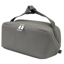 hhhouu Large PU Leather Makeup Bag with Handle, Travel Cosmetic Organizer Case, Waterproof Toiletry Bag, Portable Storage Pouch for Accessories and Brushes, Ideal Gift for Women HO-CB01