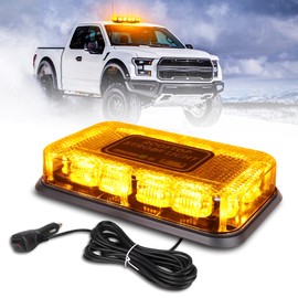 OPP ULITE Amber Strobe Light 16 Flashing Mode, 48pcs Led, Strong Magnetic Waterproof Roof Top Beacon Hazard Flash Warning Lights for Vehicles Trucks Snow Plows Postal Mail ATV UTV, 1PC Pack