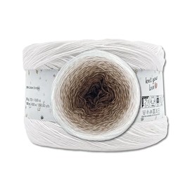 Frida's Wollhaus YarnArt 250 g = 1000 m Rosegarden Bobbel Gradient Yarn Wool 26 Colours (308 | White/Light Brown/Brown/Dark Brown)