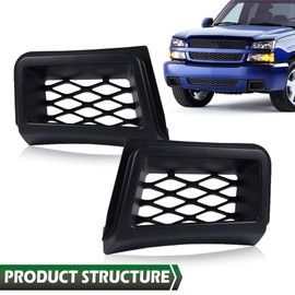 GRAND ORANGE Front Bumper Caliper Air Duct Compatible with Chevy Silverado 1500 SS-Style 2003 2004 2005 2006 2007 Left and Right Black