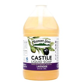 Vermont Castile Soap Lavender, Gentle Liquid Soap for Sensitive Skin & Natural Body Wash, Organic Hair Shampoo for Oily Hair, Aloe Castile Soap for Men & Women - 64 Oz