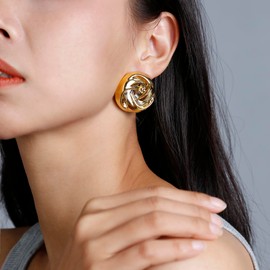 RUOFFETA Acrylic Love Knot Stud Earrings, Candy Color Statement Earrings for Women(Gold)