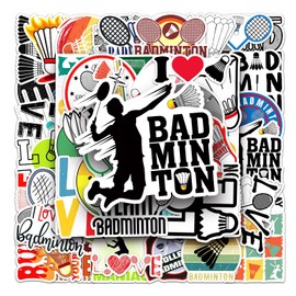 Badminton Stickers, 50pcs Vinyl Waterproof Decals, Perfect Sport-Themed Sticker with Motivational Positive Stickers for Water Bottles Laptop Luggage