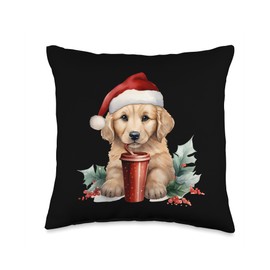 Dog Golden Retriever Christmas Throw Pillow