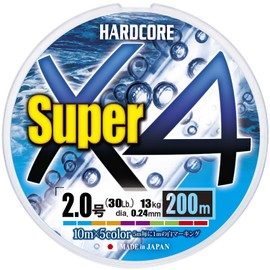 DUEL H4309-5C HARDCORE Super X4 PE Fishing Line [Line Fishing Line Fishing Equipment, High Strength, High Sensitivity] No. 2.0 658.6 ft (200 m) 5 Colors