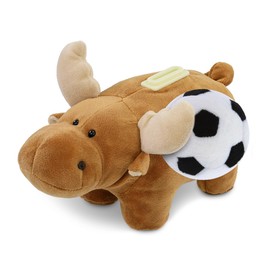 DolliBu Stuffed Animal Moose Plush Bank with Soccer Ball Plush - Soft, Huggable Moose, Adorable Playtime Plush Toy, Cute Wild Life Gift, Super Soft Stuffed Doll Animal Toy for Kids, Adults - 9 Inches