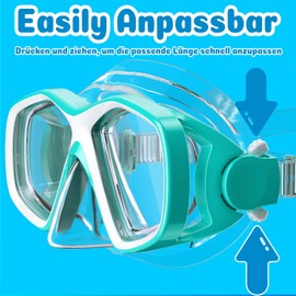 COOLOO Children's Diving Goggles with 3D Nose Mask Snorkel Mask Children for Boys Girls Anti-Fog UV Protection Waterproof 180° Panorama HD for Children 4-16 Years