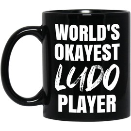 Funny Board Game Gifts, World's Okayest Ludo Player, 11oz Black Ceramic Coffee Cup, Gift for Ludo Players