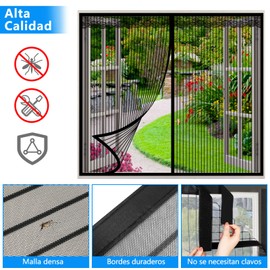 EMAGIE Mosquitero Magnetico para Ventana: 120x150cm Cortina de Malla Mosquitera con Iman Cinta Adhesiva Mosquitera Magnética para Ventana, Cortina Magnética de Malla Mosquitera para Salón Casa