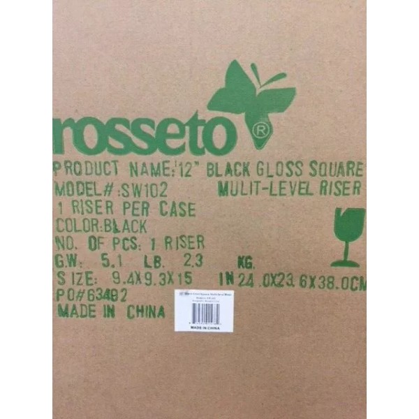 Rosseto SW102 Skycap 12" Black Gloss Natural Bamboo Multi-Level Riser
