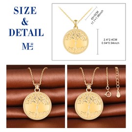 MicLee Women Photo Locket Necklace 925 Sterling Silver Round Shape Tree Pattern Picture Locket Necklace, Sterling Silver, No Gemstone