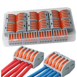 CESFONJER 16 Pcs Compact Splice Connector, One-Touch Connector for Stranded and Single Wire Connections for 5 Holes (PCT-215)