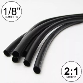 Salipt 1/8" ID Black Heat Shrink Tube 2:1 ratio wrap (6x9" = 4 ft) inch/feet/to 3mm