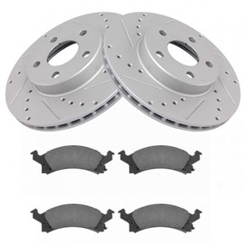 TRQ Front Performance Drilled & Slotted Brake Rotor & Posi Ceramic Pad Set