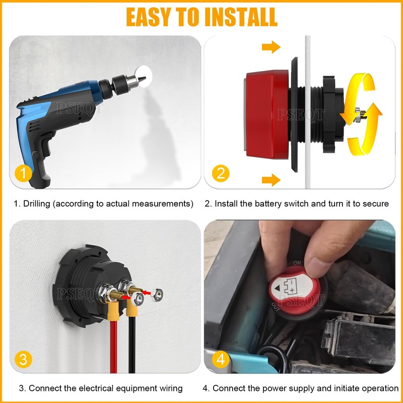 PSEQT 2Pcs Battery Disconnect Switch, Master Cut Shut Off Isolator