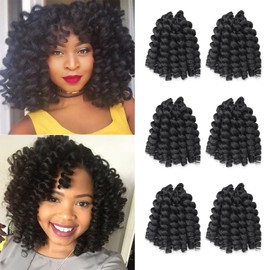 Wand Curl Crochet Hair Jamaican Bounce Crochet Hair Crochet Hair 6packs Twist Braid Hair Crochet Curly Hair for Black Women Curly Crochet Hair (1#, 10 Inch (Pack of 6))