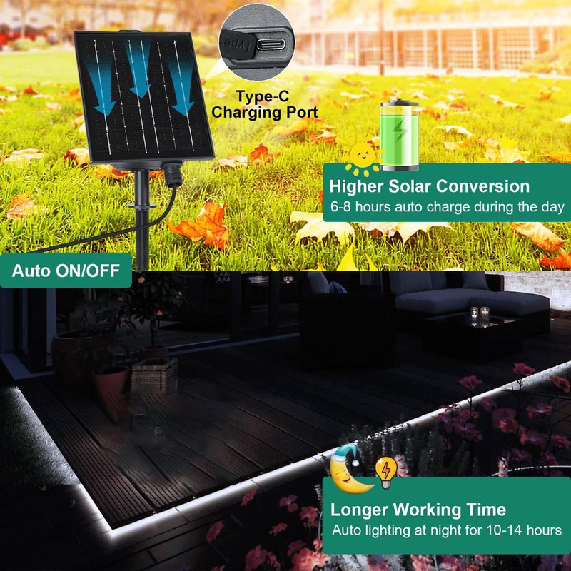 echosari 32.8Ft Solar Strip Lights Outdoor, IP68 Fully Waterproof LED