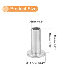 uxcell 100Pcs Semi Tubular Rivets, 6mm x 16mm Aluminum Round Flat Head Semi-Tubular Rivet Metal Stud Rivet for Industry Household Repairing Fastening, Silver