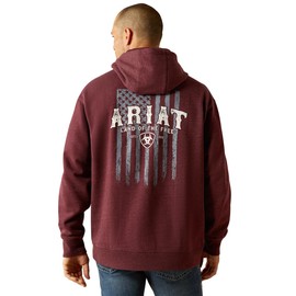 ARIAT Men's Western Vertical Flag Hoodie, Berry Bark Heather, X-Large