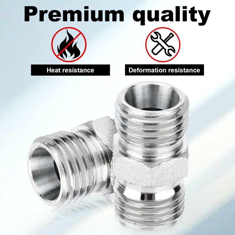2pcs M14 to M14 Carbon Steel Fittings Adapters, Hydraulic Hose