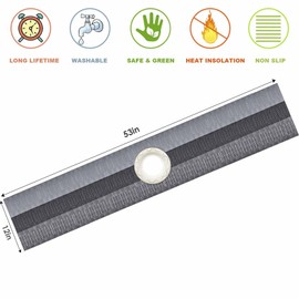 GIVERARE Table Runner, 12x53in Heat-Resistant Woven Vinyl Long Tabletop, Non-Slip Washable PVC Table Runners, Easy to Clean Premium Plastic Dresser Cover for Wedding, Decor, Home, Art (Black+Silver)