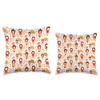 Creativemotions Japanese Dolls-Kokeshi Pattern Throw Pillow, 18x18, Multicolor