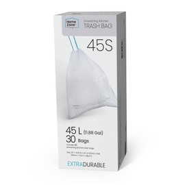 Home Zone Living 12 Gallon Kitchen Trash Bags with Drawstring Handles, Heavy Duty Custom Fit Design for Standard 45 to 50 Liter Kitchen Trash Cans, Code 45S, 30 Count