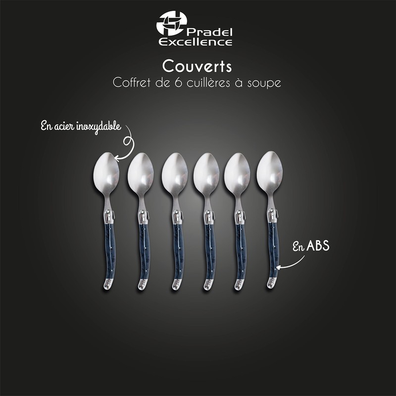 Pradel Excellence Laguiole Box mit 6 Esslöffel 25,2 x 17 x 2.8 cm grau