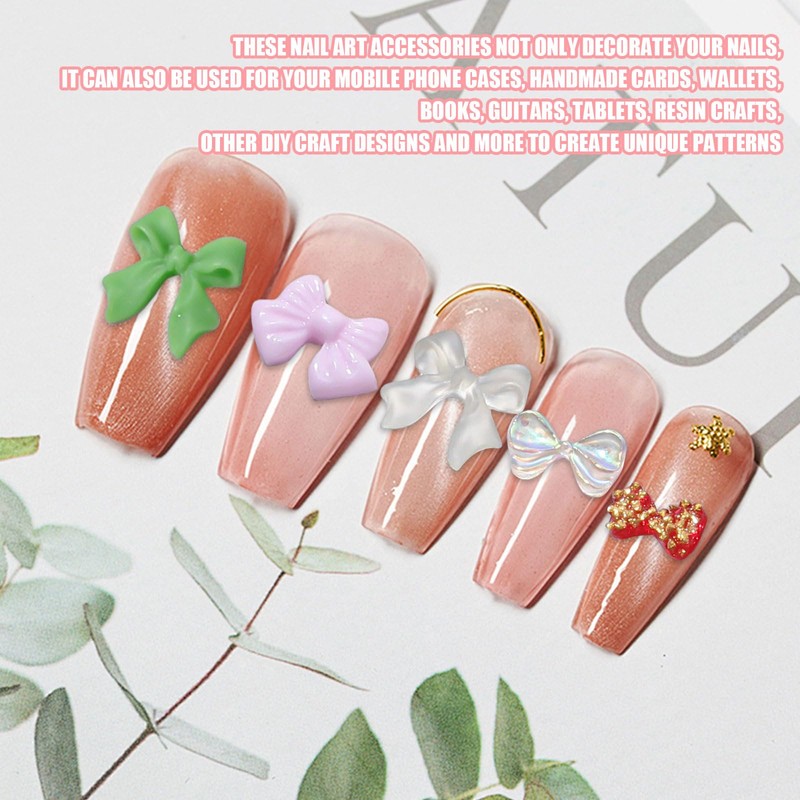 3D Nail Charms,400PCS Multi Shapes Flower Flower Bow Bear Moon