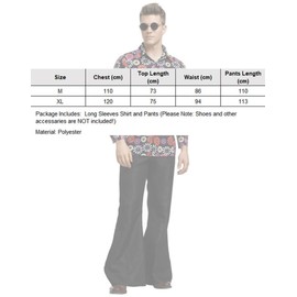 Costume Bay Mens 1960s 70s Fashion Hippie Retro Attire Flower Costume Groove Psychedelic Chic Vintage Hippie Throwback Look Bohemian Vibe Nostalgic Ensemble (Retro Hippie, XL)