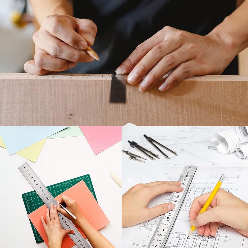 4pcs Ruler Set Scale Ruler Steel Ruler 15/20/30/10cm Rulers Measuring