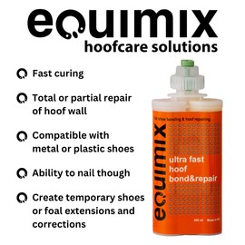 Equimix Polyurethane Ultra Fast Hoof Bond & Repair 200ml Cartridge & Two Application Tips