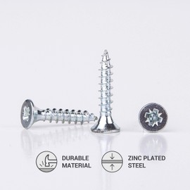 Pack of 400 Galvanised Steel 4.0 x 20 mm Wood Screws Chipboard Screws Universal Pozi Drive Screw PZ Full Thread Countersunk Head (400, 4.0 x 20 mm)
