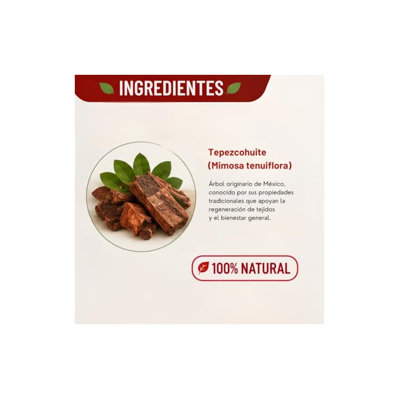 Tepezcohuite Cosmo Natural, Suplemento Alimenticio 150 Cápsulas