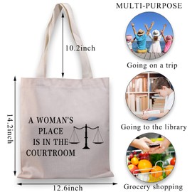 BDPWSS Law School Graduation Gift Bag a Woman's Place Is In The Courtroom Lawyer Tote Bag For Paralegal Attorney Gift (Place In Courtroom TGCA)
