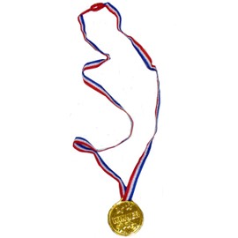 Henbrandt 12x Gold Winner Medals with Striped Cord for School Sports Day Party Prizes Kids Loot Bag Fillers Classroom Rewards Lucky Dip Prizes Party Favours for Boys and Girls