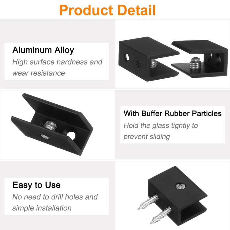 sourcing map 8pcs Glass Shelf Brackets Metal Adjustable Glass Clamps