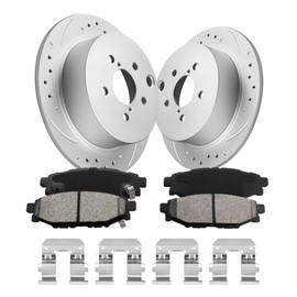 GAIASURGE Rear Automotive Replacement Brake Kit, Drilled Slotted Brake Rotors Kit Compatible with 2016-2023 Subaru Crosstrek, 2014-2018 Subaru Forester|Anti-Rust Geomet Coated|273.8mm(10.8in)