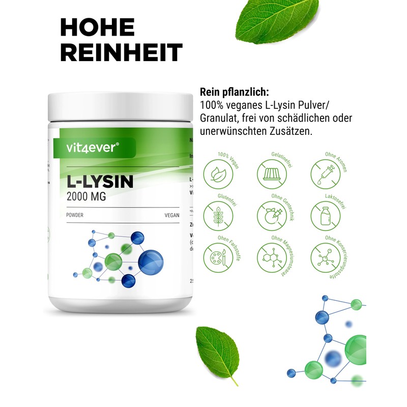 L-Lysine Powder 500 g without Additives - 100% Pure and