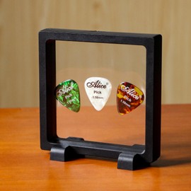 Challenge Coin Display Case, 4.3" H Coin Display Frame, Clear 3D Floating Holders, Small Shadow Boxes for Medal, AA Medallions, Jewelry, Challenge Coins, Black, Set of 2